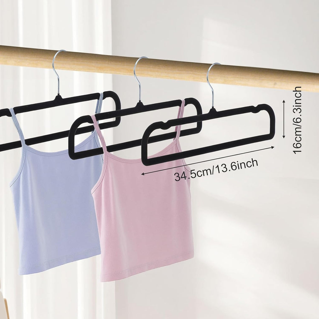 Velvet Pant Hangers Non Slip 20 Pack Black Velvet Hangers Plastic Rectangular Slim Velvets Hanger with 10 Hooks for Jean, Bra, Shorts
