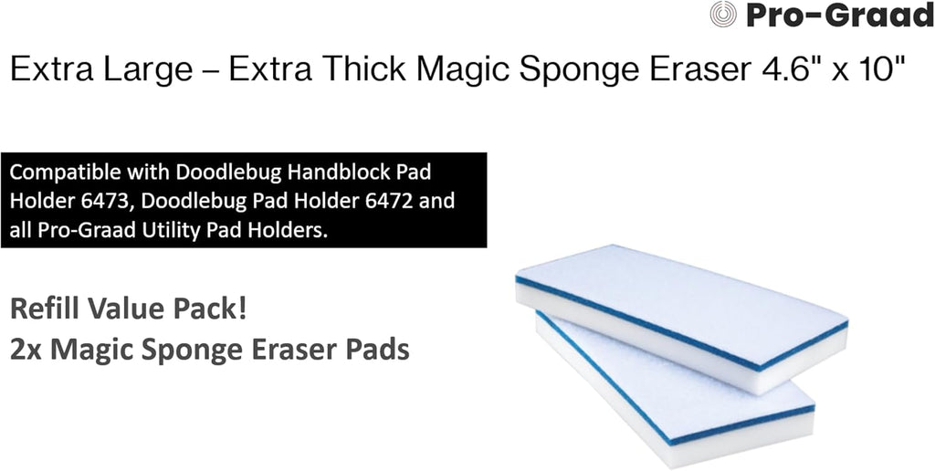 4610 Eraser Pads 4.5" x 10" Melamine Mop Sponges, 2 Pack