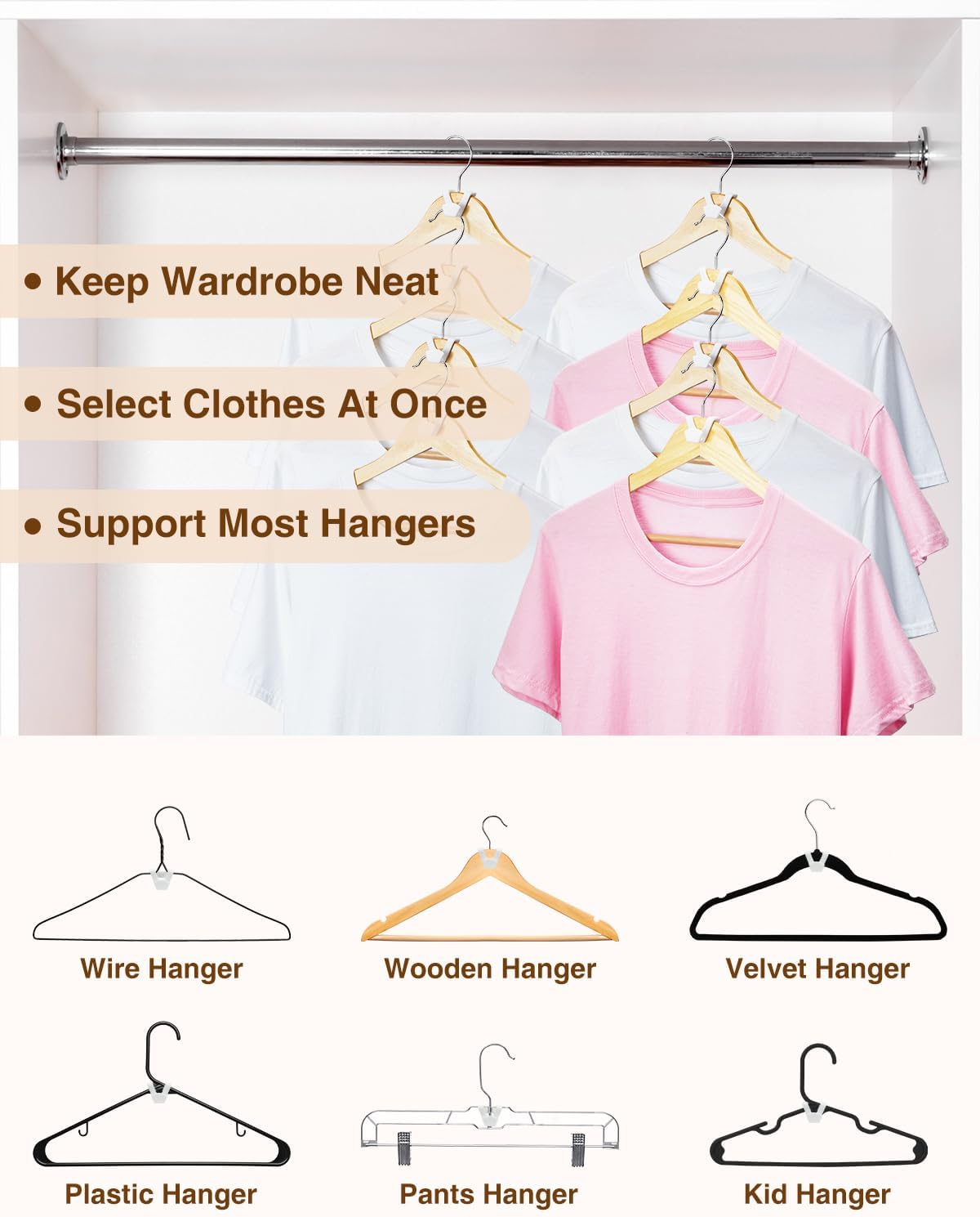 Smartor Clothes Hanger Connector Hooks 120 Pack, Hangers Space Saving