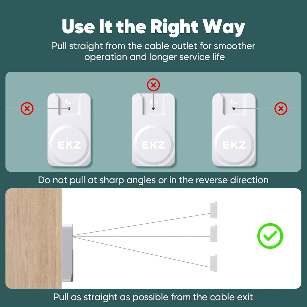 EKZ Magnetic Remote Control Holder with 6.5FT Retractable Steel Cable, Anti-Lost Remote Tether Lock with Auto-Rewind & Adhesive Wall Mount for TV, AC, Monitor & Home Remote Controls (White,1 Pcs)