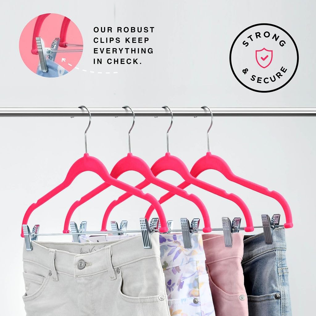 Home it Velvet Skirt Hangers with Clips, 10 Pack Pants Hangers Space Saving