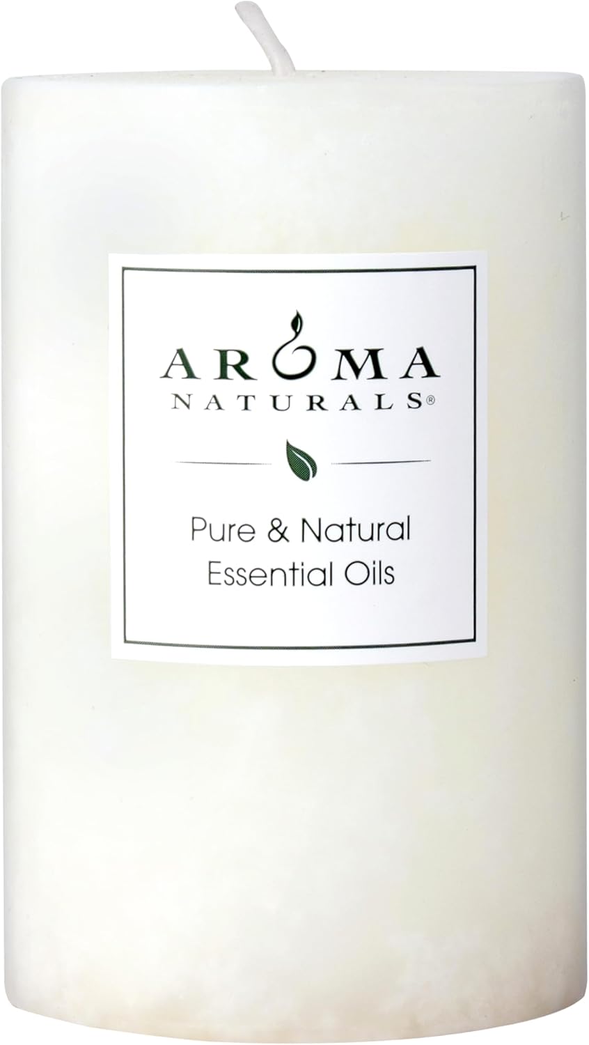 Aroma Naturals Holiday Essential Oil Vanilla & Peppermint Scented Pillar Candle, Cool Wish, 2.5 inch x 4 inch