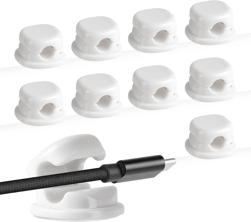 7mm Spring Cable Holder Clips, 9 Pack Desk Cord Organizer, White