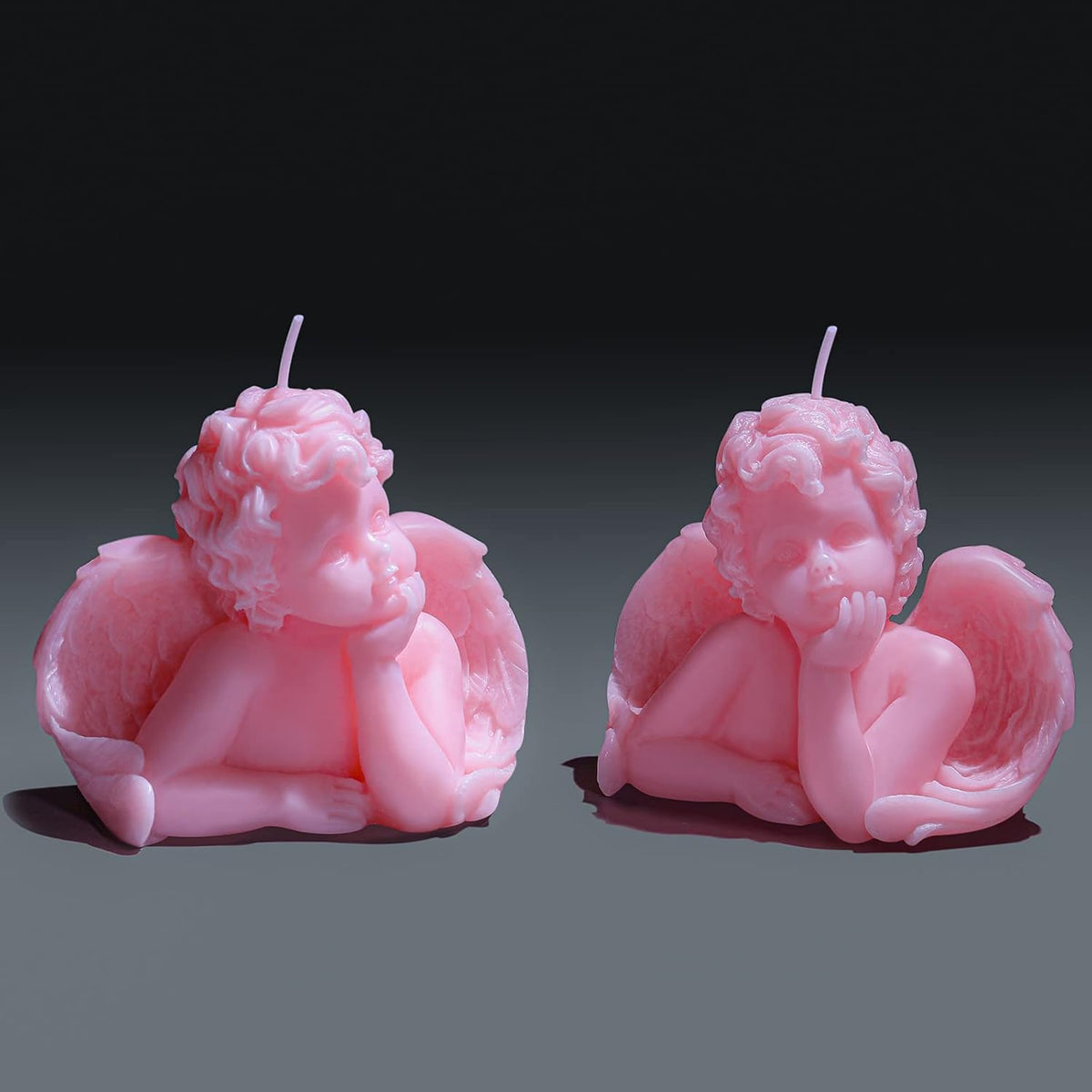 Nuanchu Eclectic Angel Decor - 2 Pieces Soy Scented Vegan Candle (White, Pink) for Girly Home Aesthetic & Trendy Bedroom Decoration