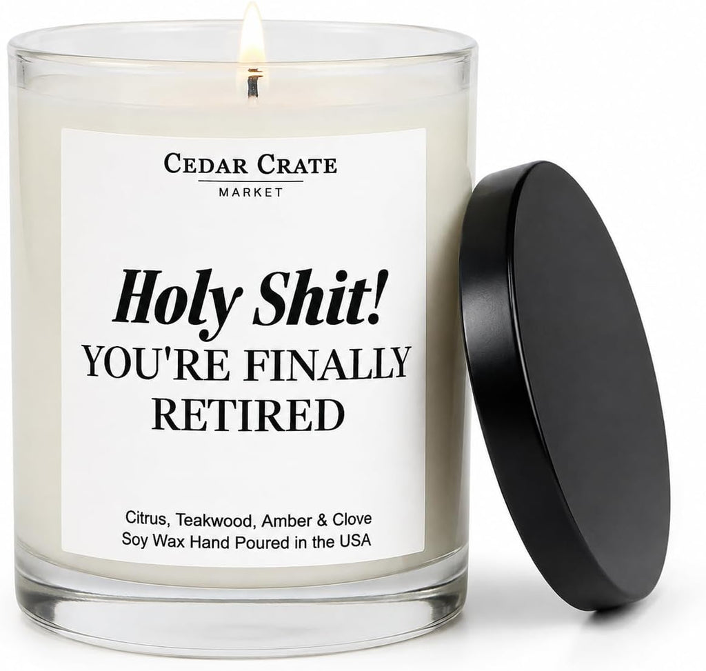 2026 Retirement Gift for Women, Men - Holy Sh*t You're Finally Retired! Funny Candle, 13.5oz Soy Wax | Hilarious Farewell Gift Coworker Best Friend Nurse, Teacher, Mom, Dad, Boss, Friend, Sister