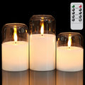 GenSwin Clear Glass LED Flameless Candles with Remote Timer