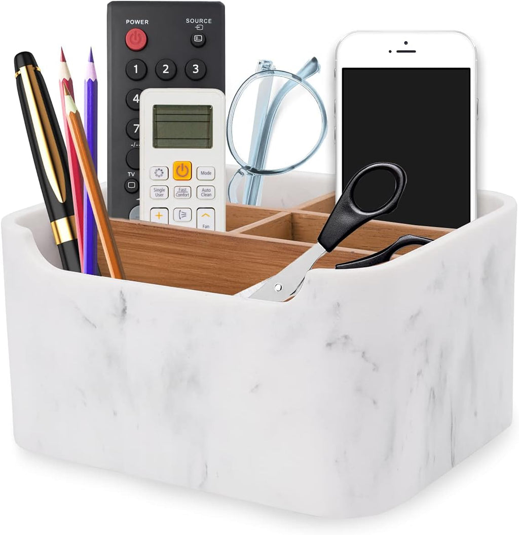 2 Pack Remote Control Holders, Desk Organizers with Dividers,White