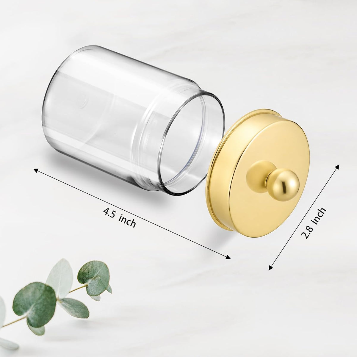 Amolliar Acrylic Apothecary Jar Bathroom Qtip Holder Gold 6 Pack