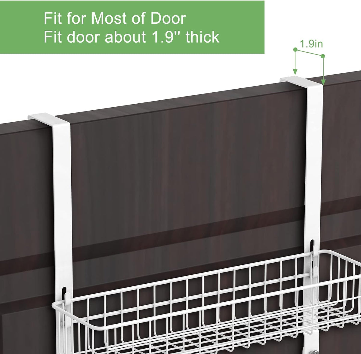 ETELI Over The Door Storage Organizer with 3 Mesh Baskets and 5 Hooks Heavy Duty Pantry Door Organizer Back of Door Storage Rack for Bathroom, Kitchen, Office, White