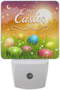 Plug-in LED Night Light Lamp, Happy Easter Eggs with Dusk to Dawn Sensor for Bedroom, Bathroom, Hallway, Stairways, or Any Dark Room, 2-Pack