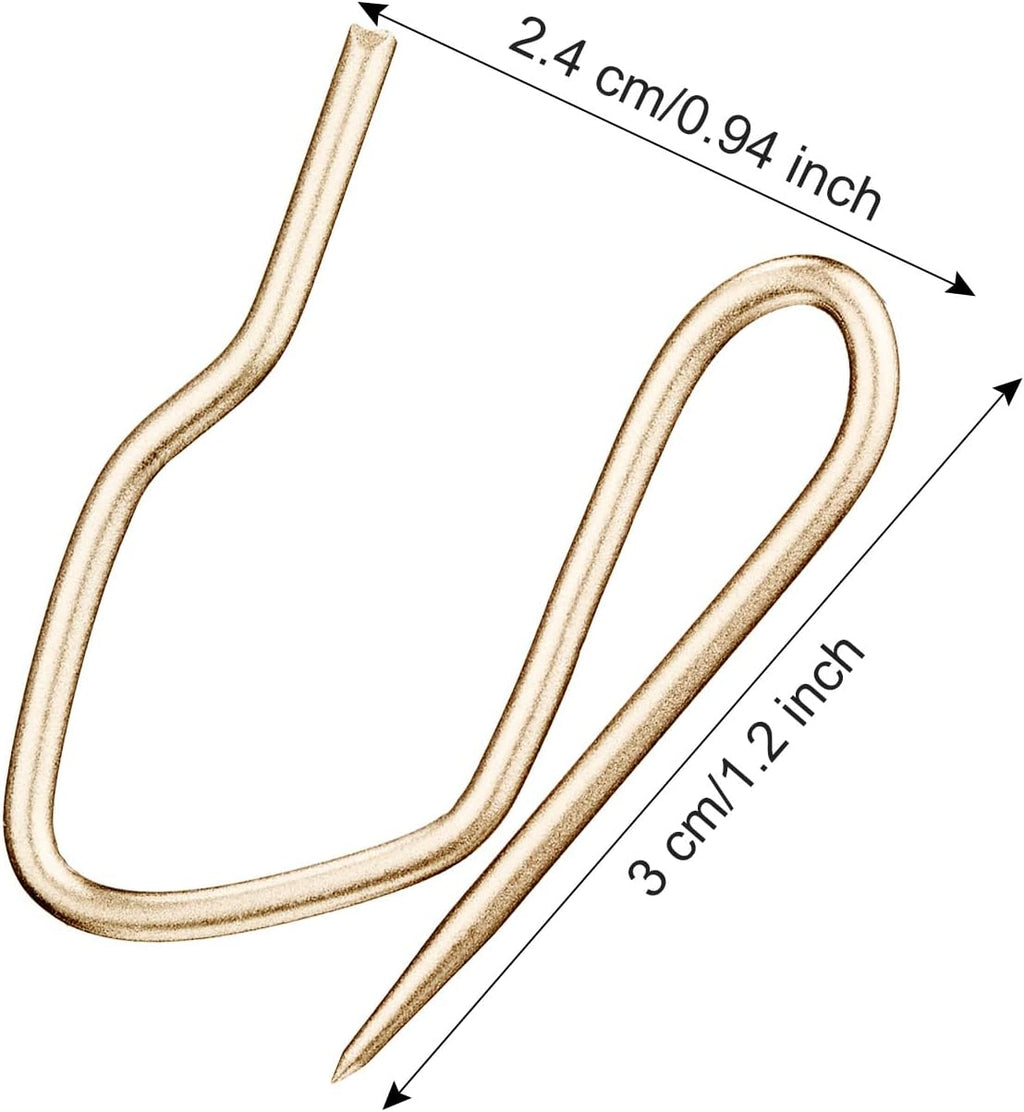 Outus 58 Pack Metal Curtain Hooks Pin On Drapery Hooks 1.2 x 1 Inch for Window,Door,Shower Curtain (Champagne Gold)