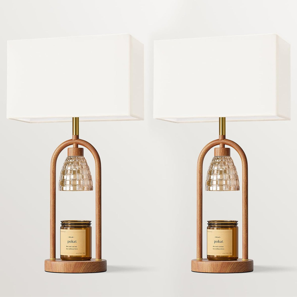 PoKat 22'' Farmhouse Table Lamps Set of 2 with Candle Warmer for Bedside