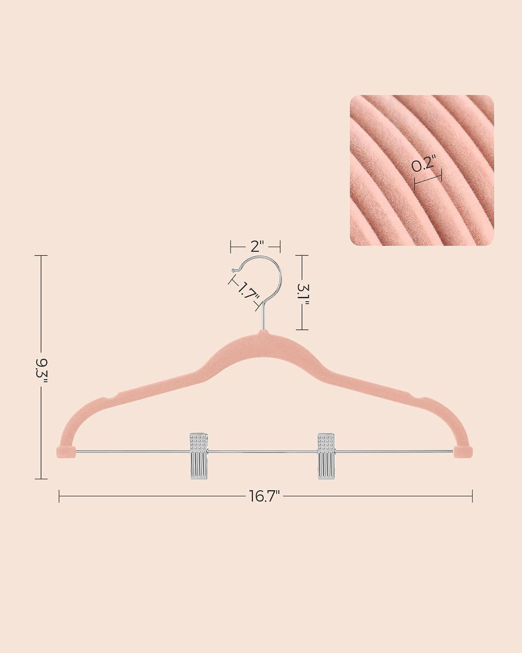 SONGMICS 30-Pack Pants Hangers, Velvet Hangers with Adjustable Clips