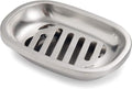 IMEEA Silver Soap Dish SUS304 Stainless Steel Brushed Soap Dish with Drain Bathroom Soap Holder