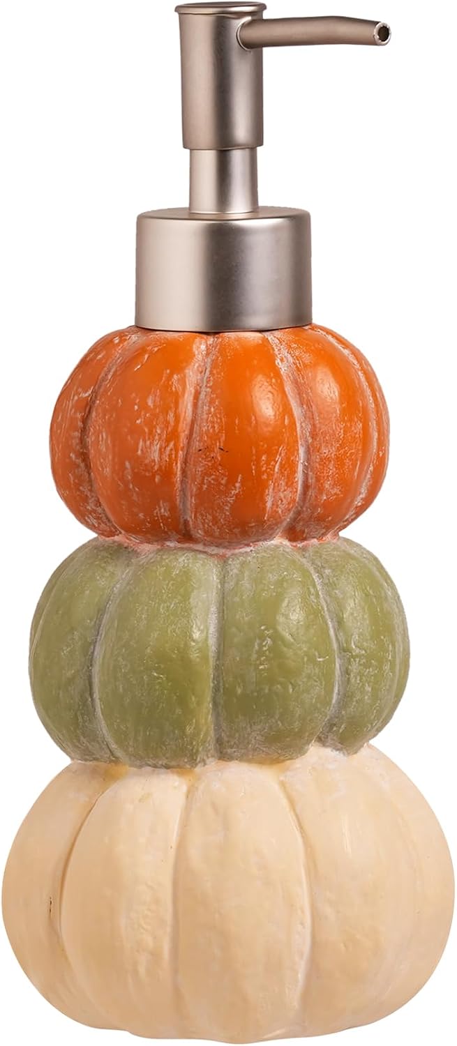 Fall Stacked Pumpkins Hand Soap Lotion Liquid Dispenser Bathroom
