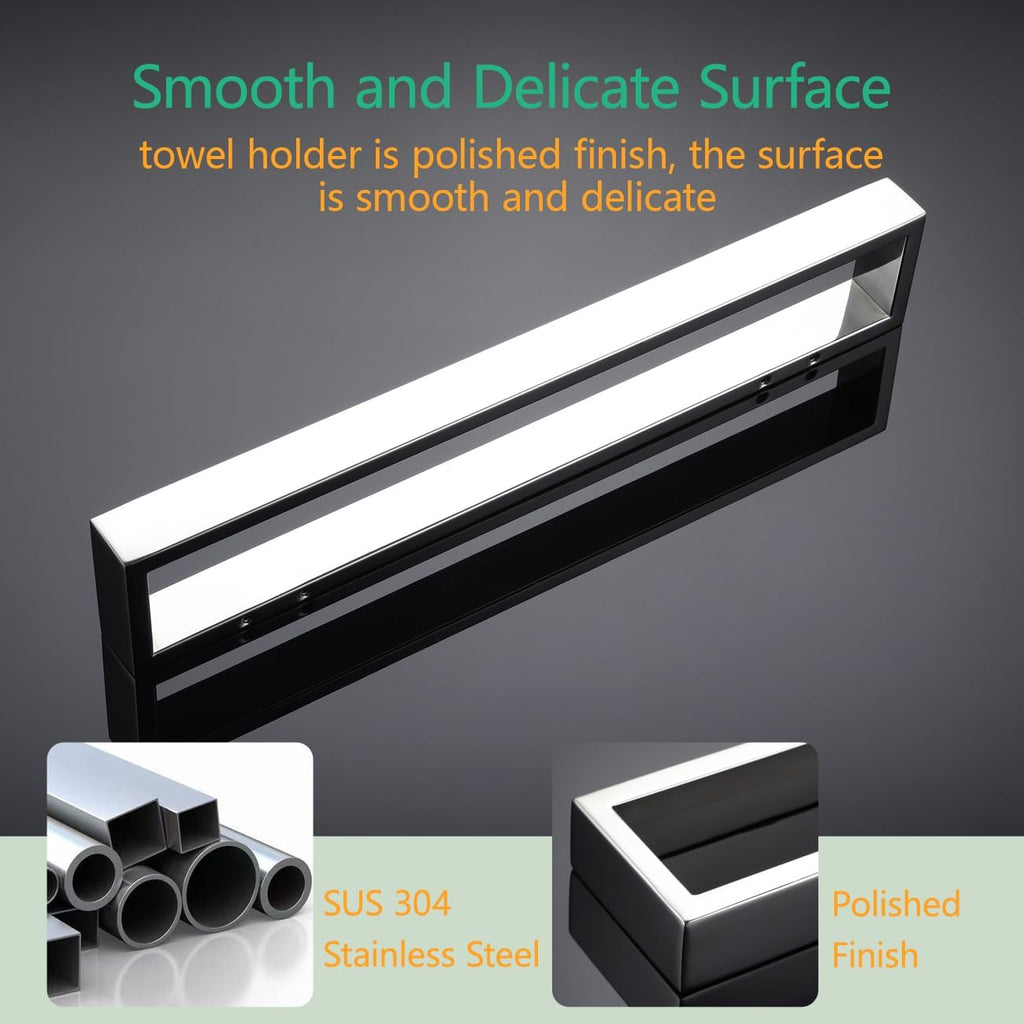 Miyili Hand Towel Holder for Bathroom Wall Mounted 15-3/4 Inch Kitchen Towel Bar Stainless Steel Polished Finish, D03C40