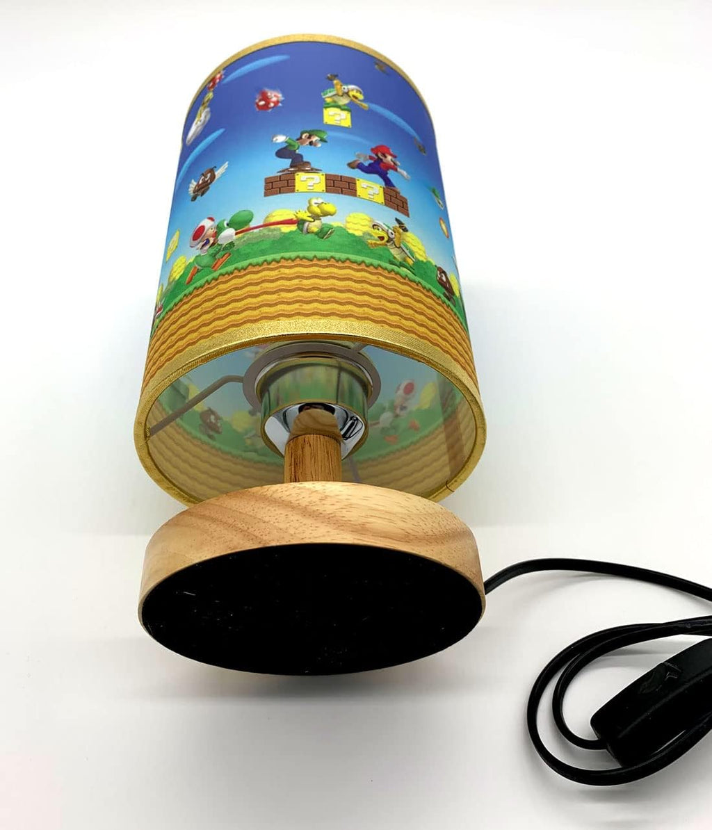 Table Lamp Night Bedside Light Wood Base Boys Room Nice Decoration or Gifts
