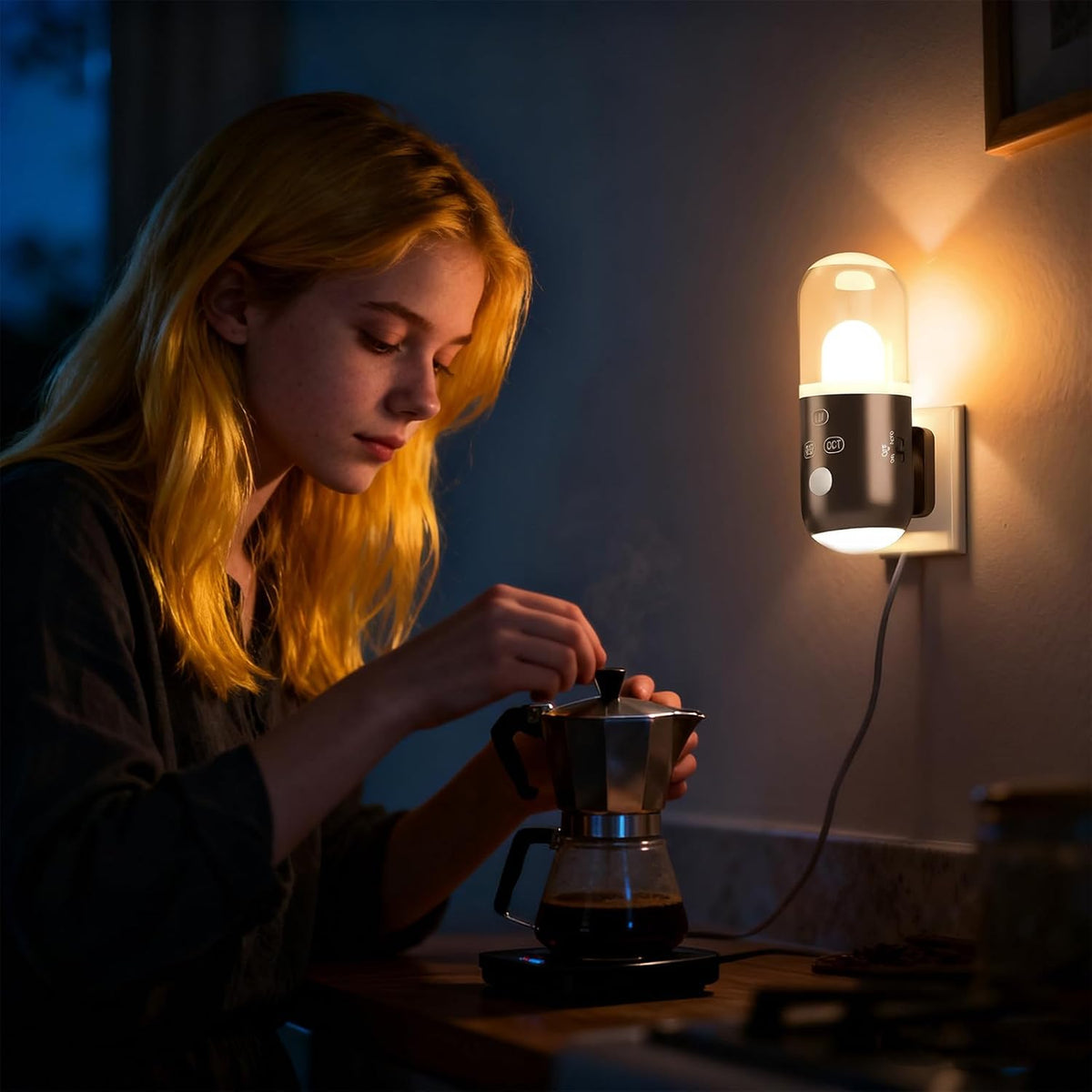 Night Light Plug into Wall with Motion Sensor ( Coffee 2pcs )