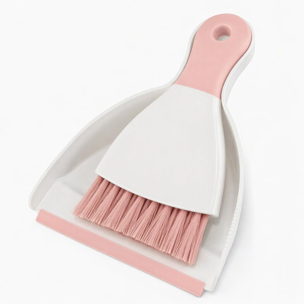 GeeRic Mini Dustpan and Brush Set, Dust Pan Broom Pink
