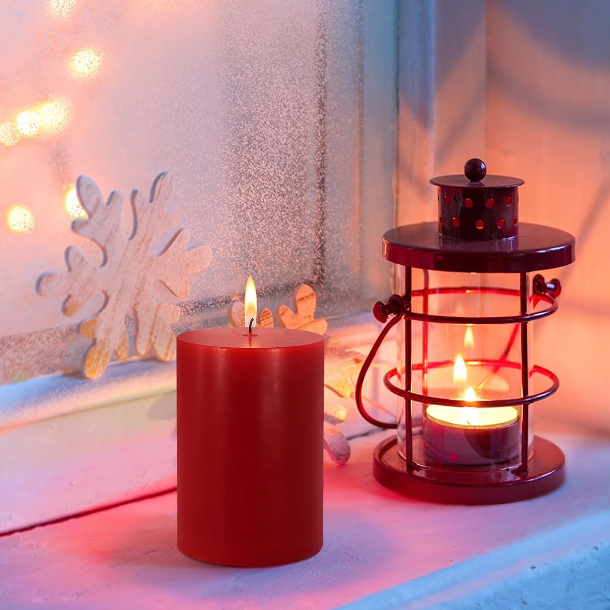 6 Pk 2.75x3.25 Red Pillar Candles Unscented Dripless Home Decor