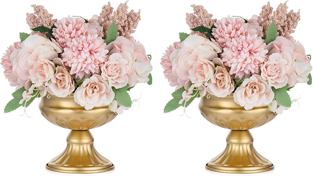 NUPTIO Gold Compote Vase Centerpiece: Metal Urn Planter, 4.96" Tall, 2 Pcs