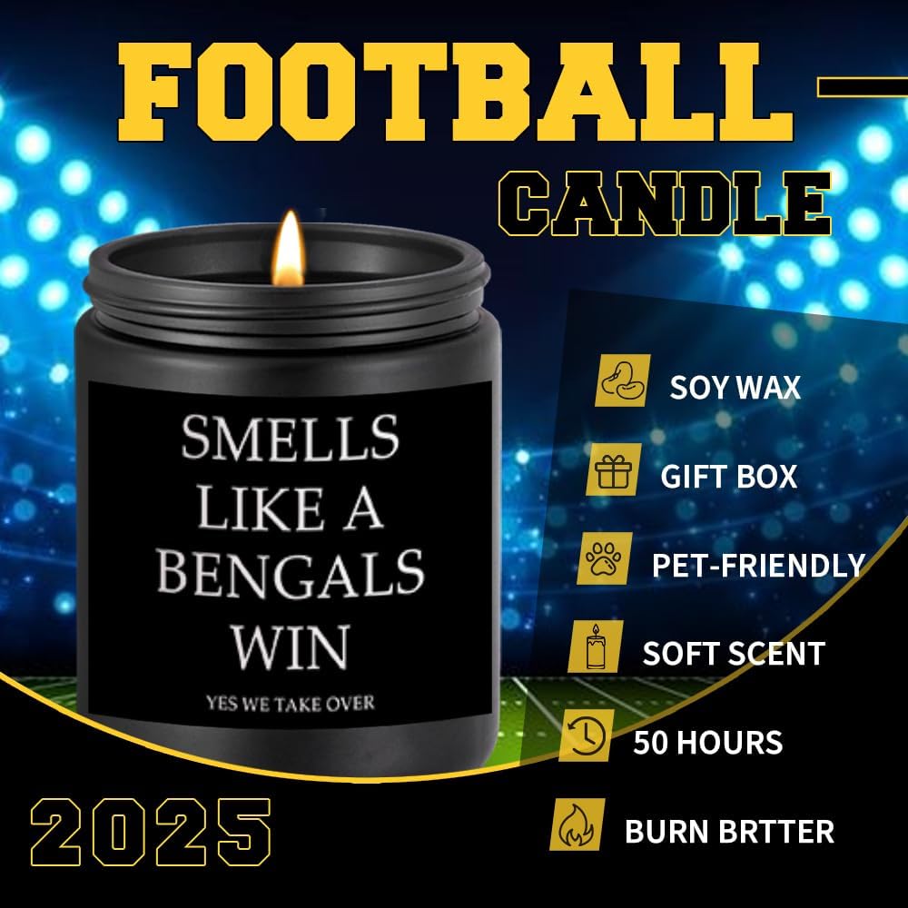 Smells Like Cincinnati Win Scented Candle Football Themed Merch Fan Shop Men Women Sport Stuff Gear Decor Bengals Team Accessories Hustband Father Day Dad Happy Birthday Funny Funny Cool Ideal Gift