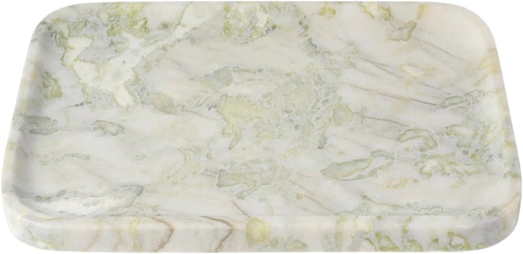 Karibiber Marble Vanity Tray, Large Stone Bathroom Tray for Countertop, 14'' African Gem Genuine Marble Decorative Tray for Dresser, Green Kitchen Trays for Counter,Perfume Storage, Non-Resin/Ceramic