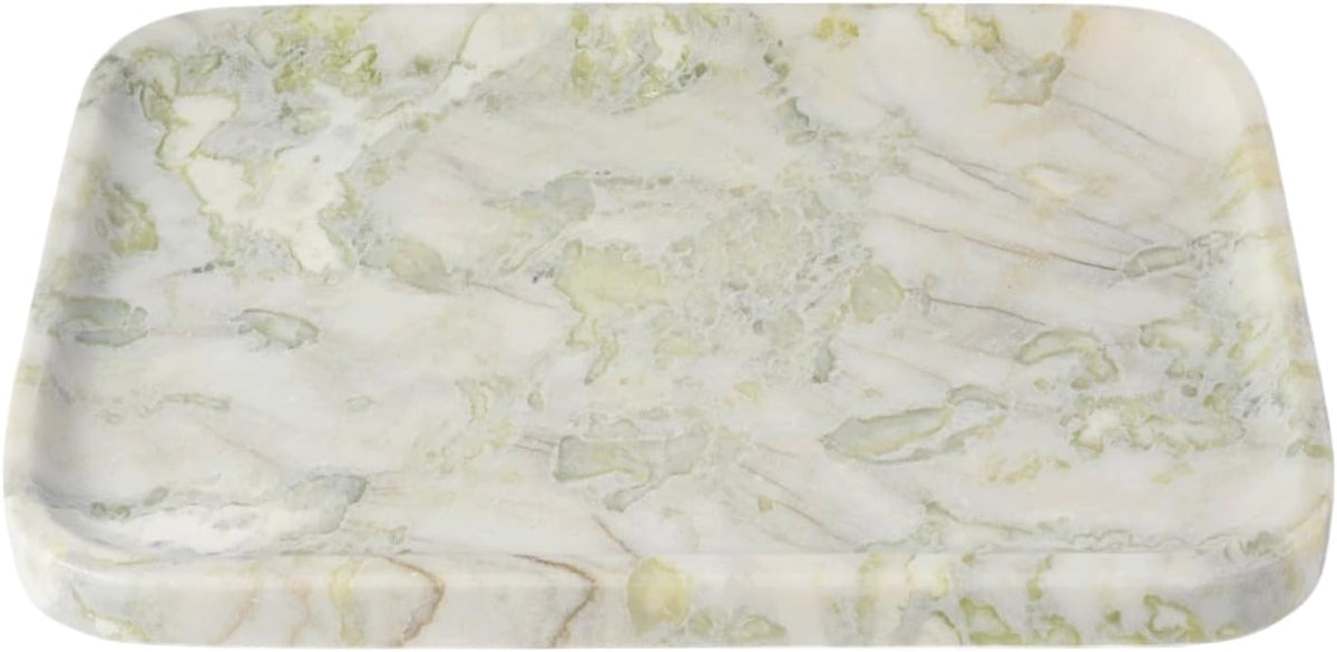Karibiber Marble Vanity Tray, Large Stone Bathroom Tray for Countertop, 14'' African Gem Genuine Marble Decorative Tray for Dresser, Green Kitchen Trays for Counter,Perfume Storage, Non-Resin/Ceramic