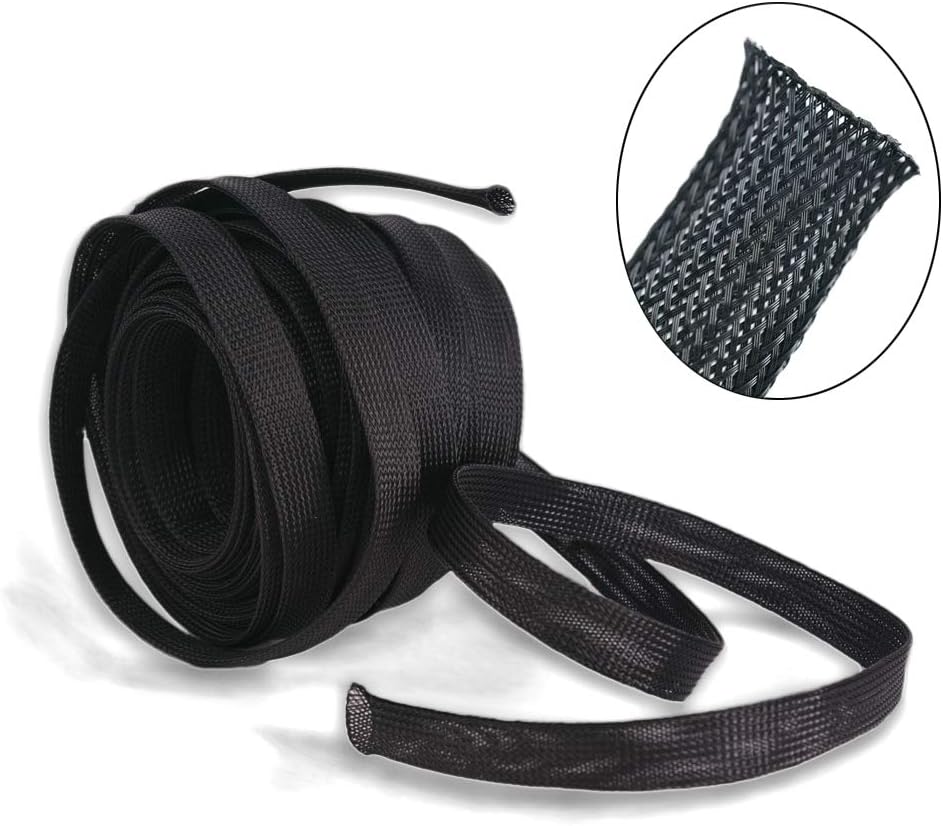 PET Expandable Braided Cable Sleeve Black 1-1/2 Inchx100 FT 1.37"
