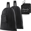 2 Pcs Travel Laundry Bag, JHX Dirty Clothes Bag 【Upgraded】 with Handles and Aluminum Carabiner, Collapsible Laundry Bag for Travel, Camp, Fitness, and Students（Black） 24"L x 21"W