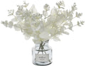 Tinsow 5 Pcs Artificial Eucalyptus Branches Real Touch Leaf Stem White Faux Eucalyptuses Wedding Bouquet Centerpiece Christmas Home Decor (White and Beige Mix, 5)