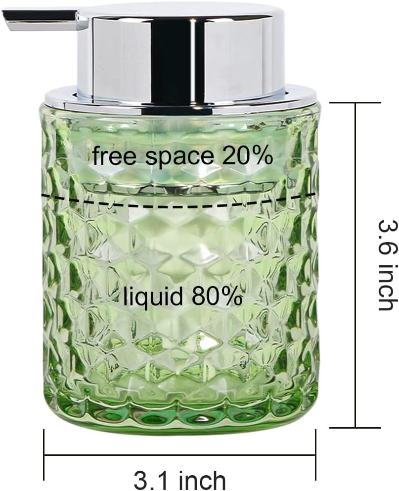 Foaming Soap Dispenser 10 Oz Green Glass Hand Soap Dispenser