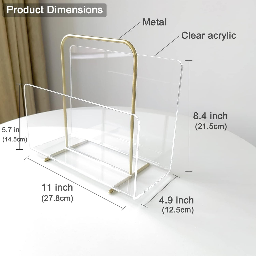 Acrylic Magazine Holder, Crystal Clear Acrylic Magazine Book Rack, Desktop File Organizer for Office Organization, Storage,Home Office Decoration,Reception