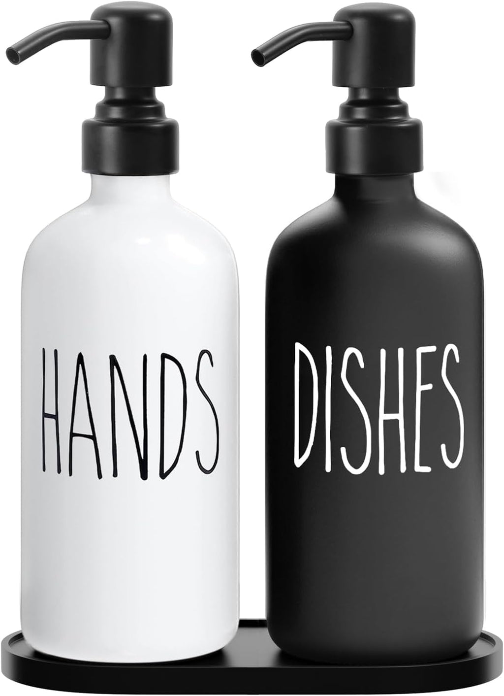 MOMEEMO Kitchen Soap Dispenser Set, Black & White