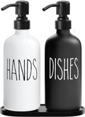 MOMEEMO Kitchen Soap Dispenser Set, Black & White