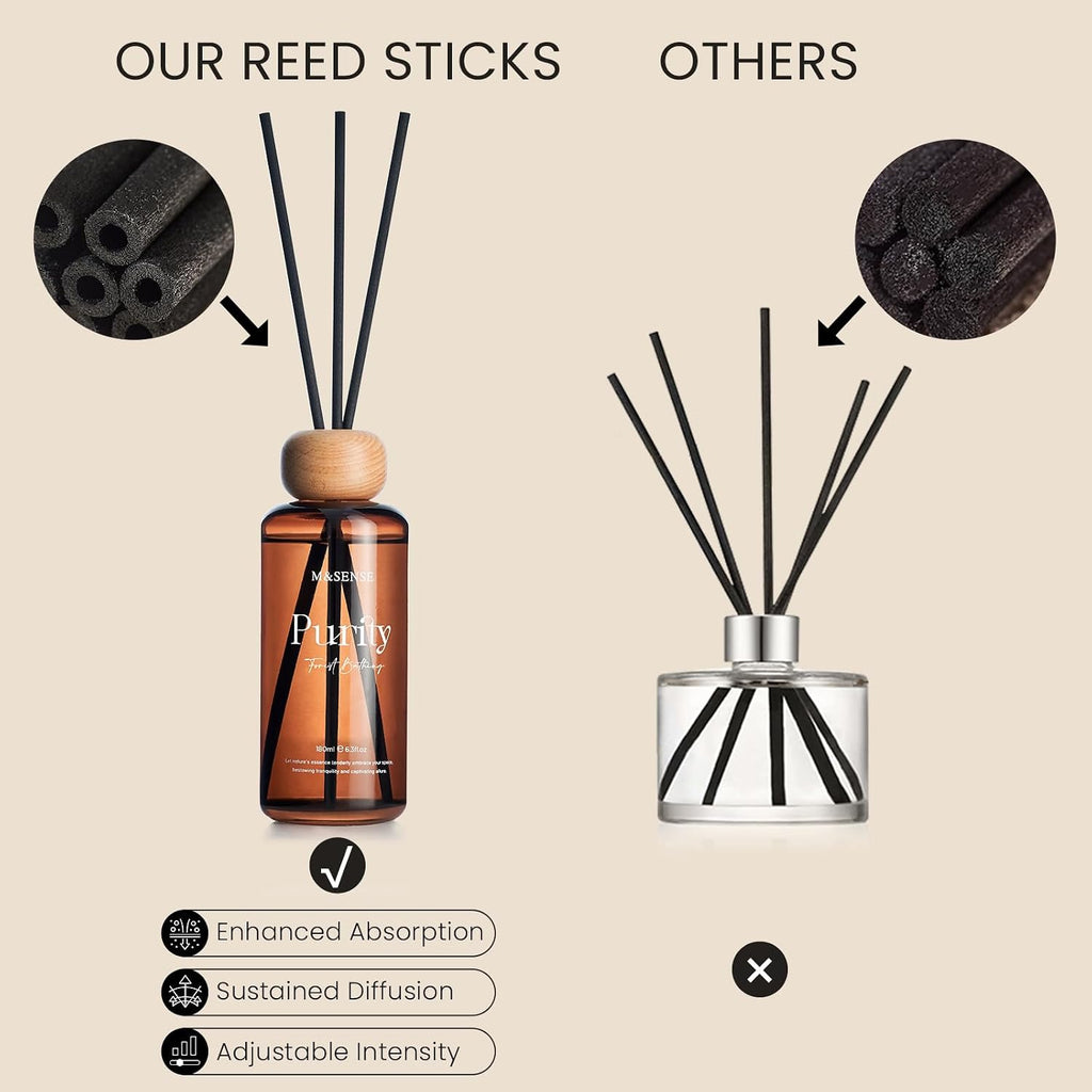 M&SENSE Reed Diffuser, Jasmine Sandalwood, 6.3 oz Natural Essential Oil
