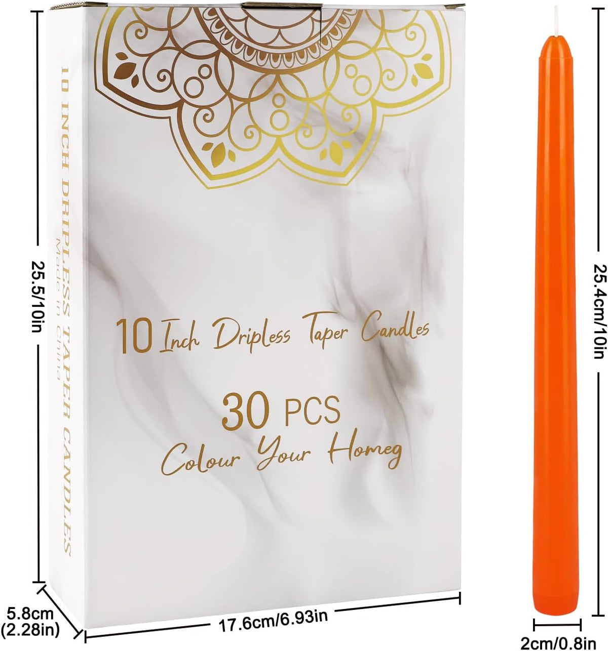 30 Pack 10 inch Assorted Color Spell Taper Candles –Unscented Dripless,Taper Candles for Rituals, Prayer, Birthdays, Meditation, Altar, Spells, Chime Candles - Ideal for Witches-10 Colours.