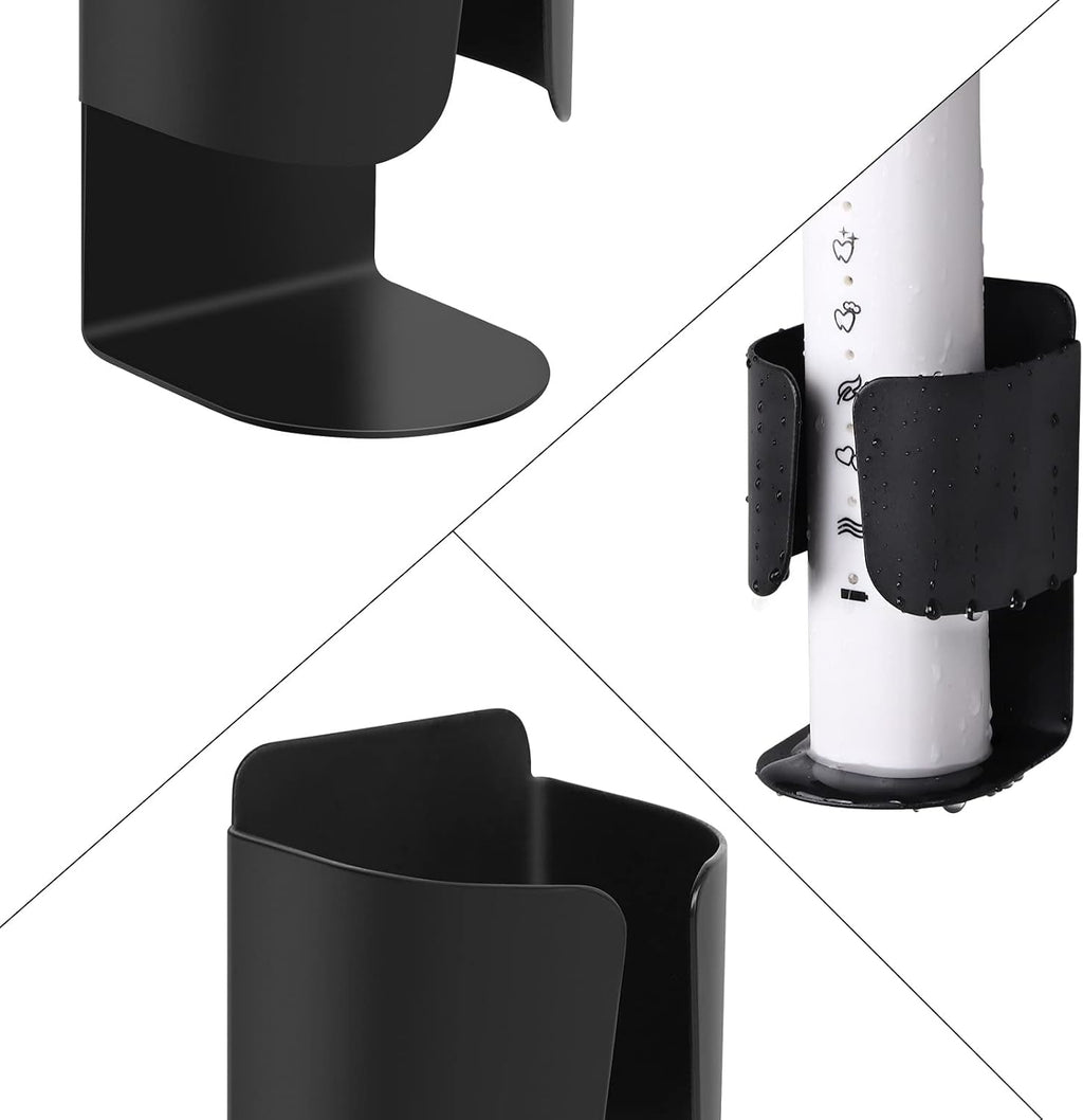 Electric Toothbrush Holder, 304 Stainless Steel Wall Mounted Self Adhesive Storage Organizer Stand Rack for Electric Toothbrush, Toothpaste, Facial Cleanser(4 Pack Black)