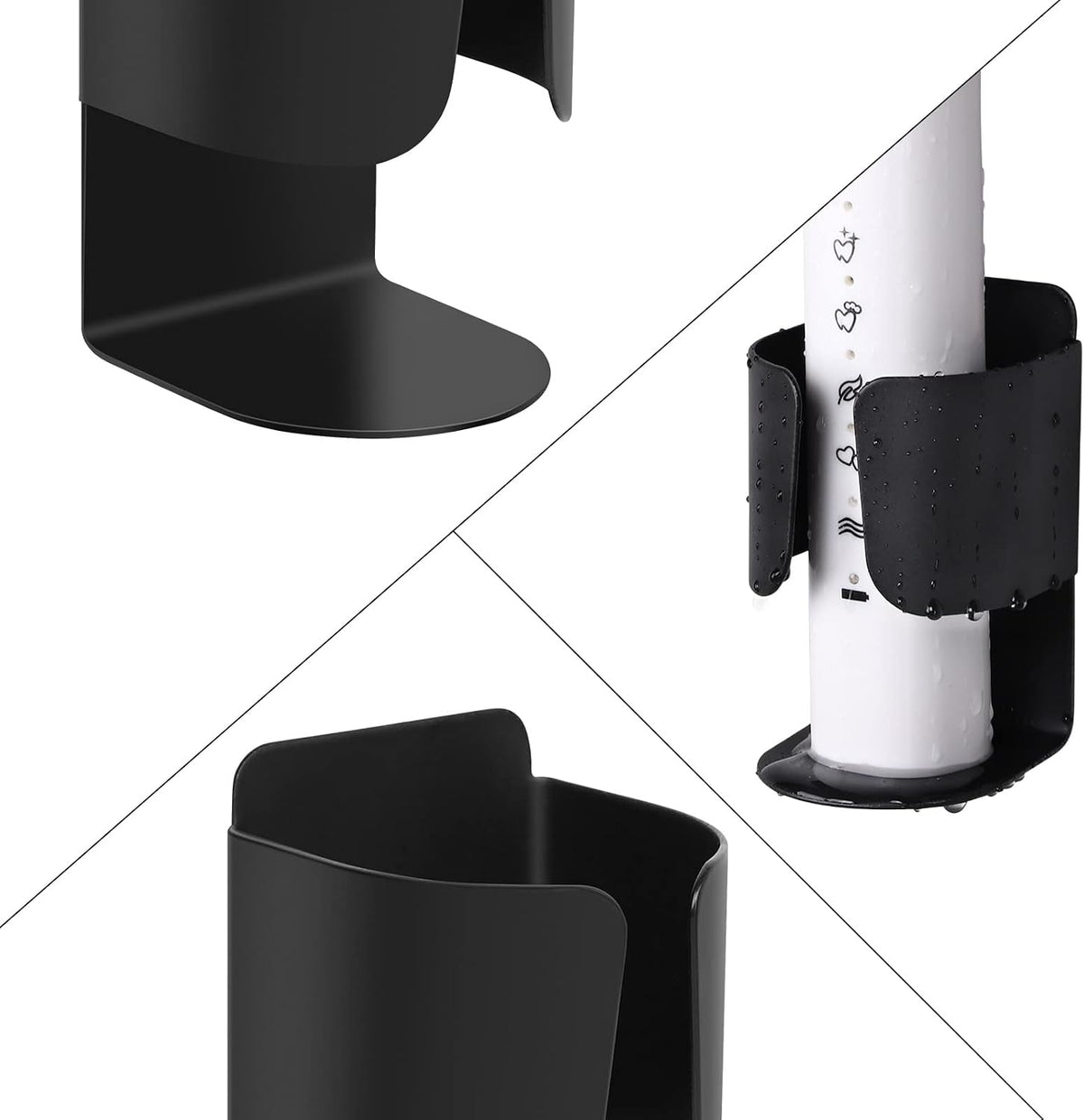 Electric Toothbrush Holder, 304 Stainless Steel Wall Mounted Self Adhesive Storage Organizer Stand Rack for Electric Toothbrush, Toothpaste, Facial Cleanser(4 Pack Black)