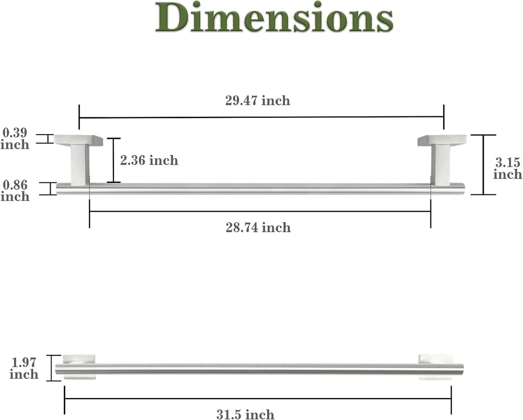 Alise 32 Inch Towel Bar for Bathroom Lavatory Wall Mounted,Brushed Nickel