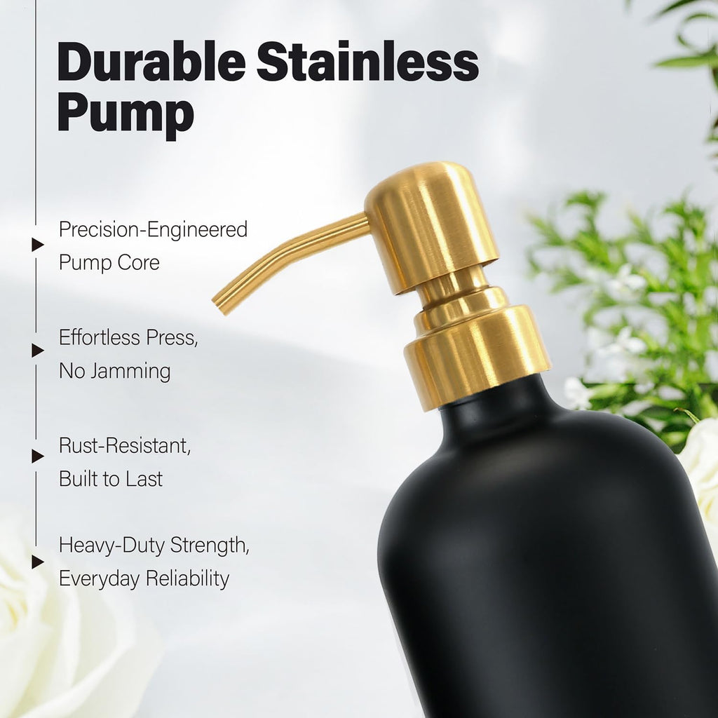 Prus Waso Black Soap Dispenser for Kitchen Sink, Gold & Black