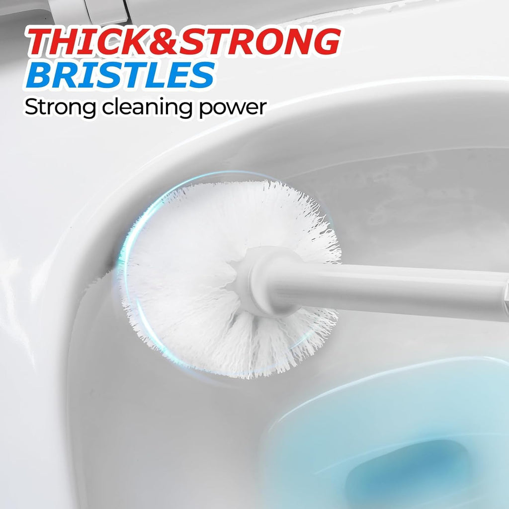 FORASTO 2Pack 2 in 1 Toilet Plunger and Brush Set,Extended Handle Plunger,Toilet Bowl Brush Plunger Set,Bathroom Cleaning Tools,Cleaning Brush,Toilet Brush Plunger Combo,Cream Grey（21inch）