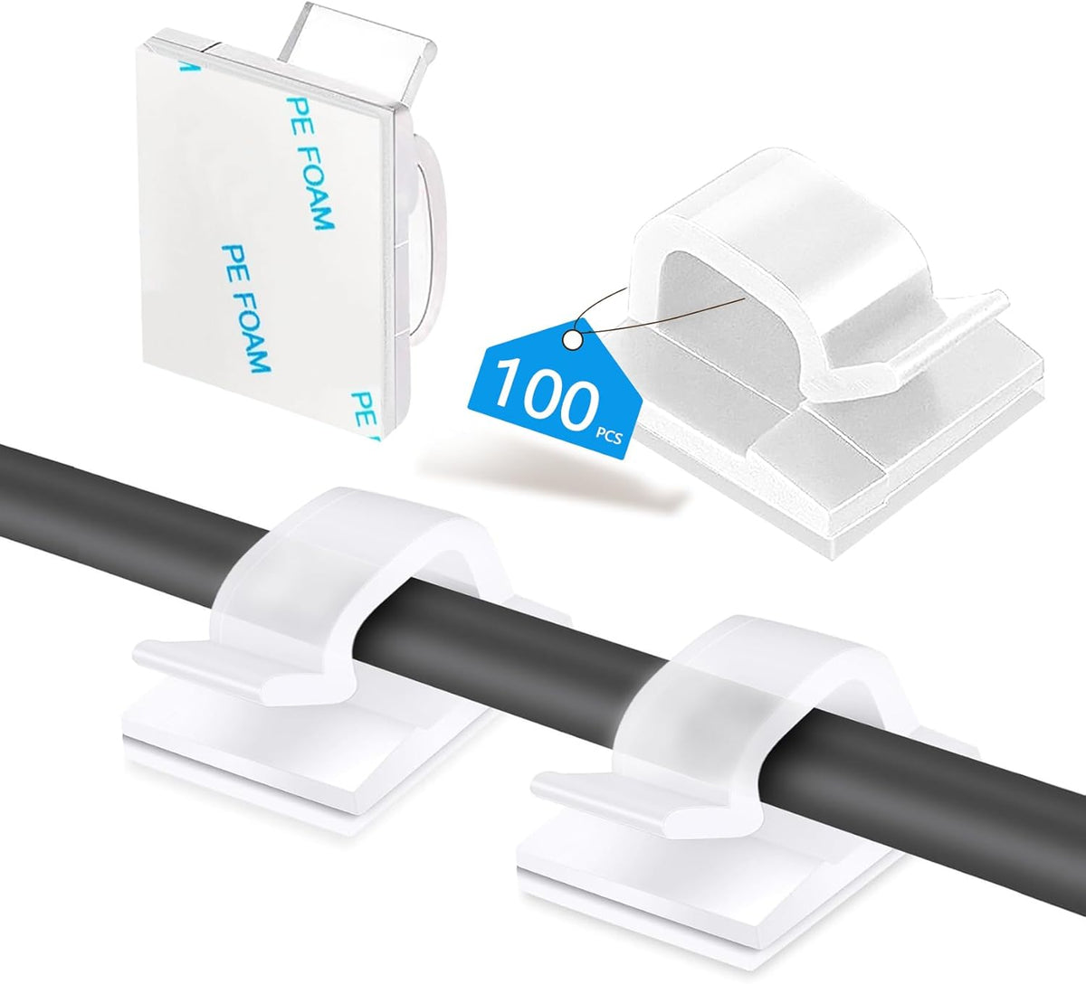 Abnii 100PCS Cable Clips, Adhesive Cord Wire Organizer, Small