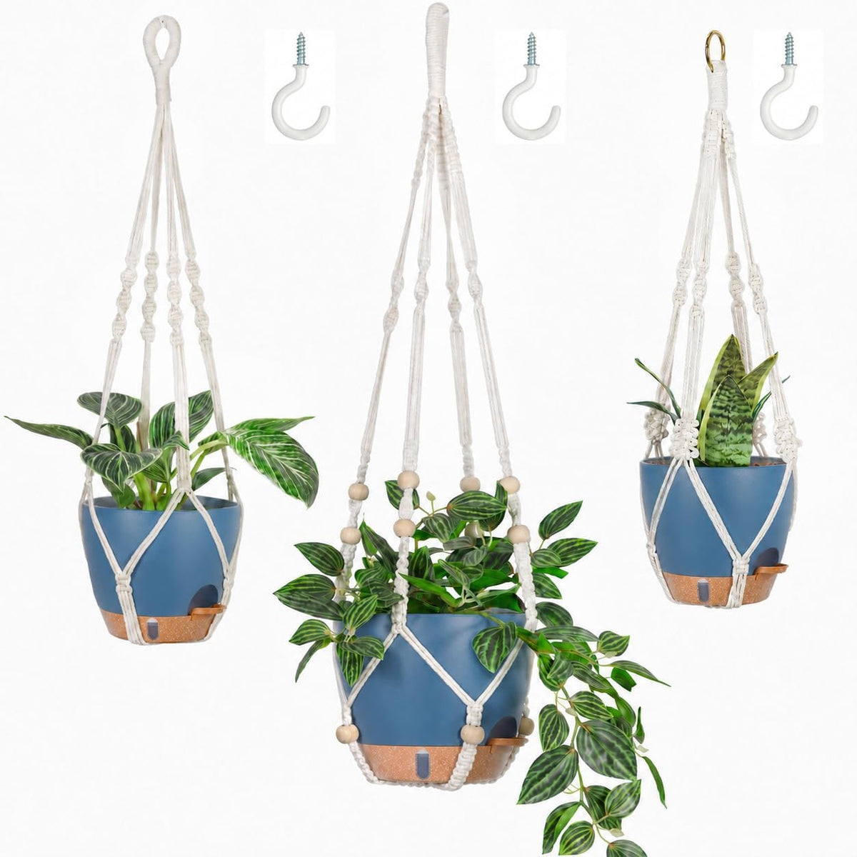 3 Set Self Watering Hanging Planter for Indoor Plants Macrame Plant Hangers