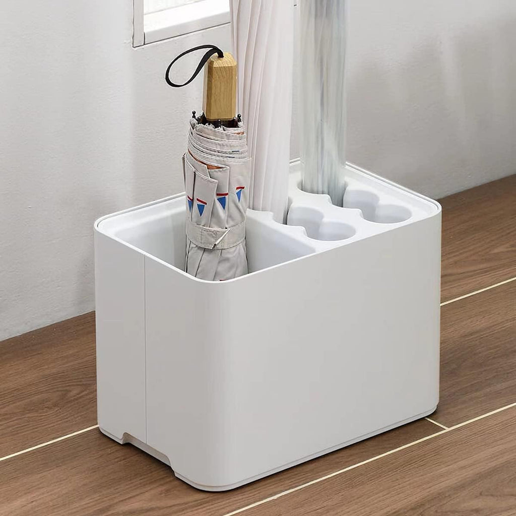 GeLive 10 Hole Umbrella Rack Stand Holder with Drip Tray Space Saver Organizer Fits Entryway Corner Home Office Decor, Hold 10 Umbrellas (White)
