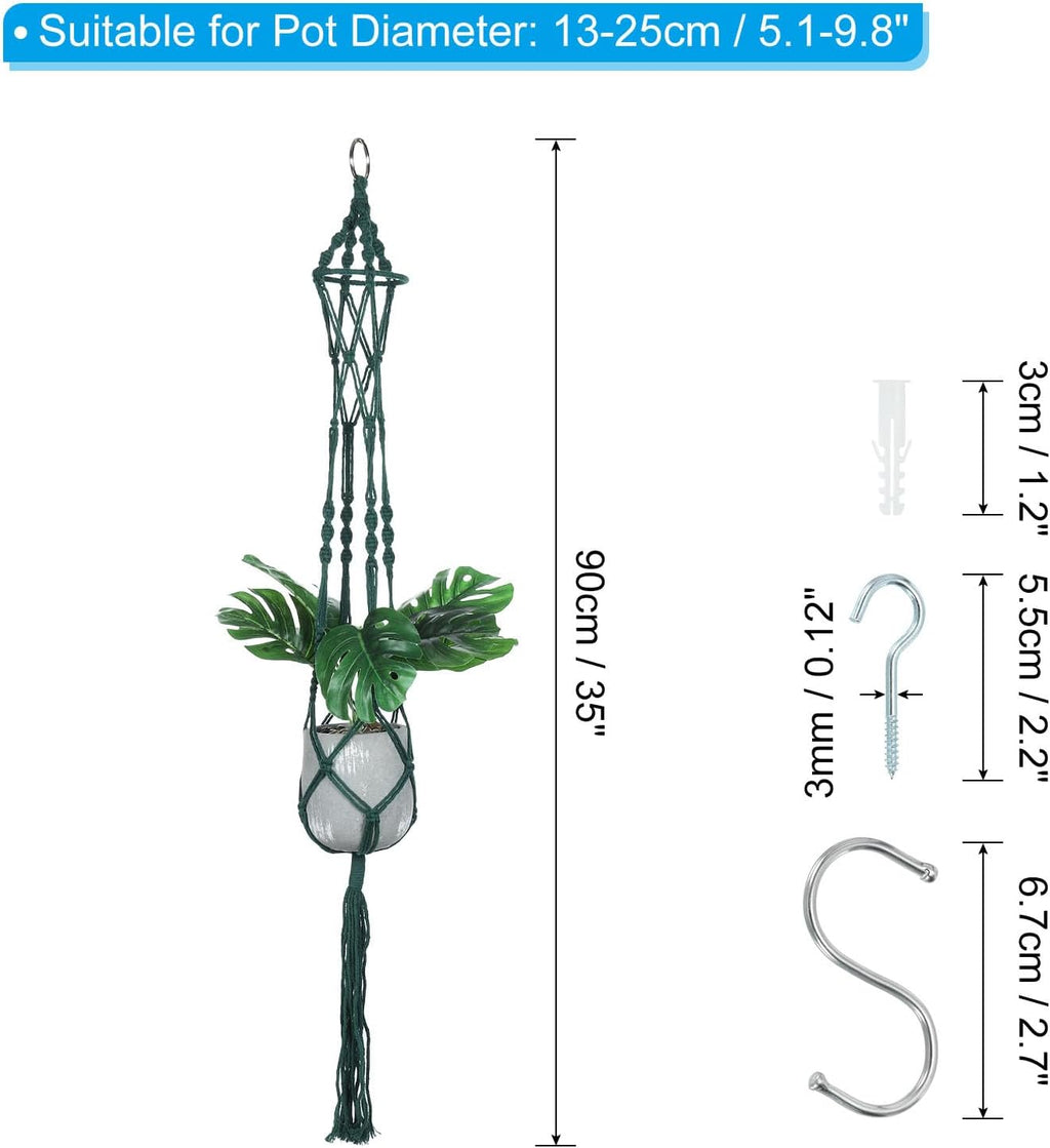 PATIKIL Macrame Hanging Planter, 35 Inch Flower Pot Hanger Green