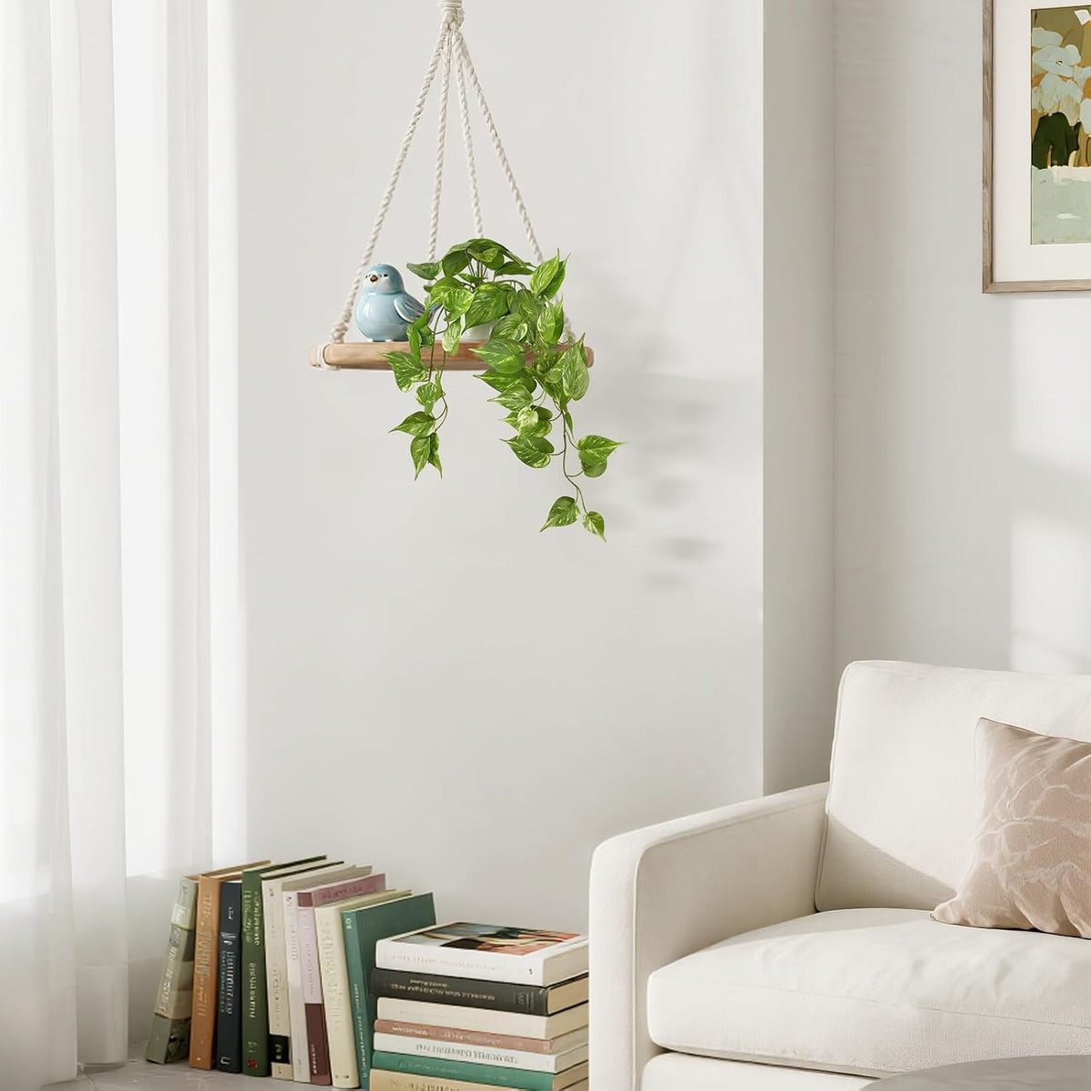 Mkono Fake Hanging Plants with Ceramic Pot, 25" Artificial Plants Indoor