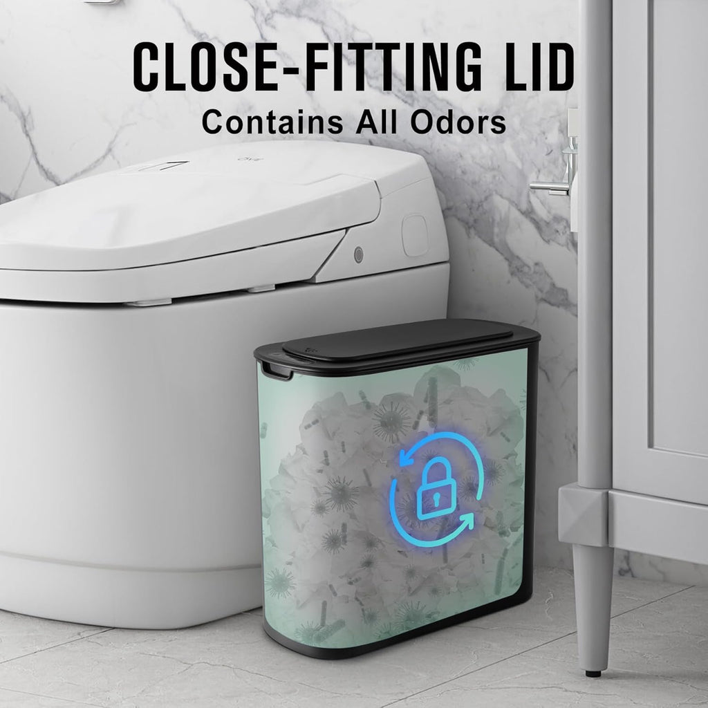 Cesun Automatic Small Bathroom Trash Can with Lid, 2.6 Gallon, Black