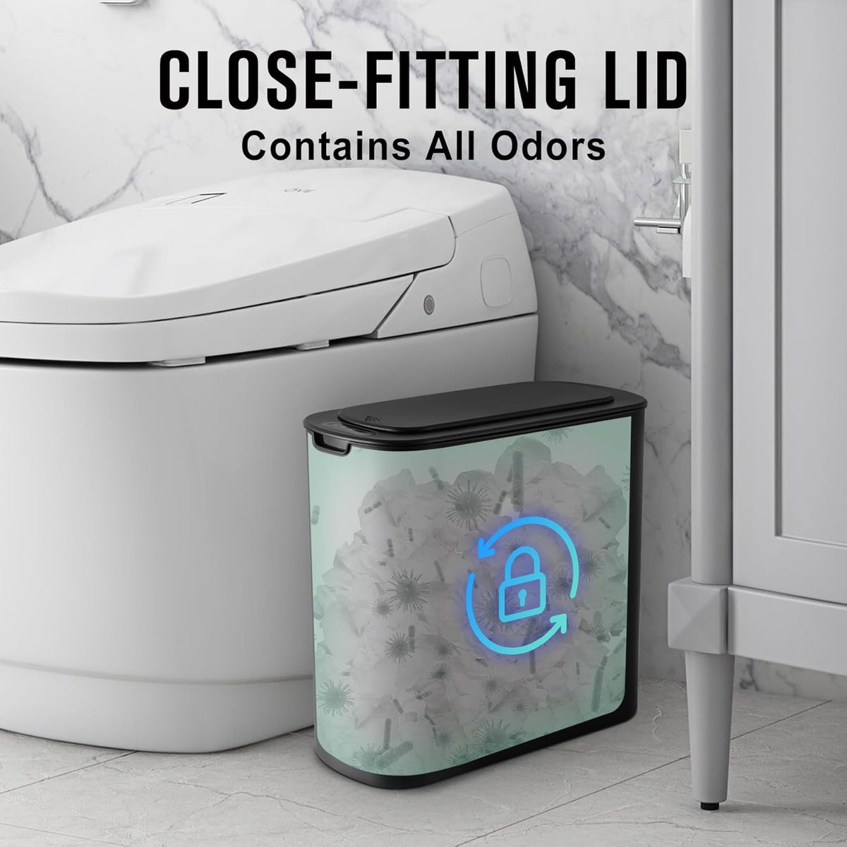 Cesun Automatic Small Bathroom Trash Can with Lid, 2.6 Gallon, Black