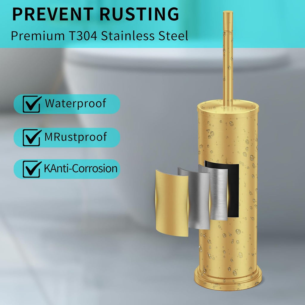 Stainless Steel Toilet Brush and Holder Set,Toilet Bowl Brush and Holder
